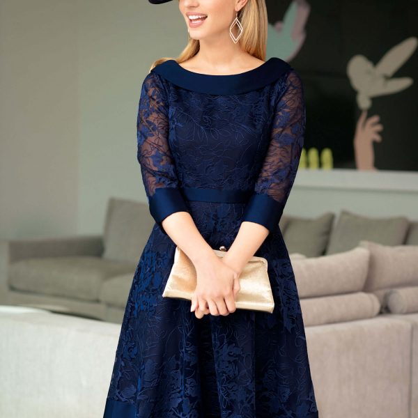 Glamorous blue dress with matching hat